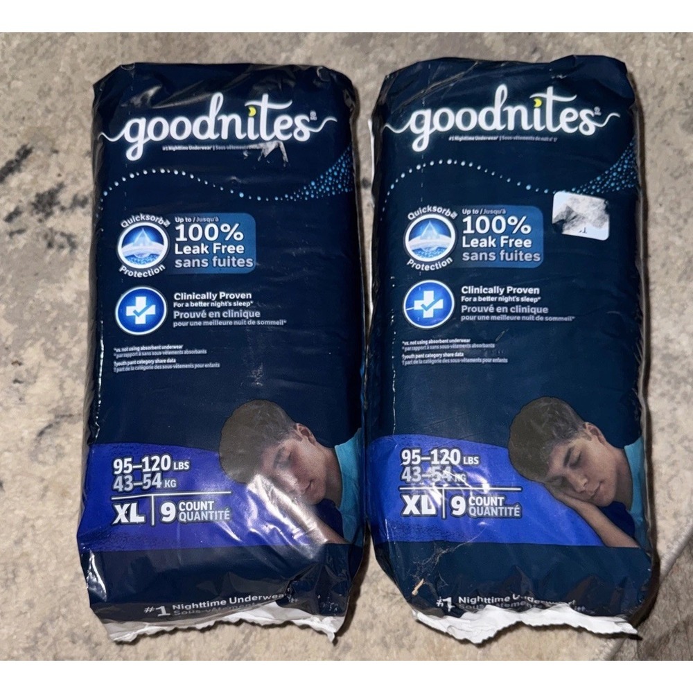 Goodnites 2-pack Boys Nighttime Bedwetting Underwear X-Large 18 Ct 95-120 Size